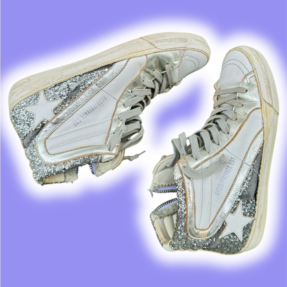 Golden Goose Silver High-Top Sneakers